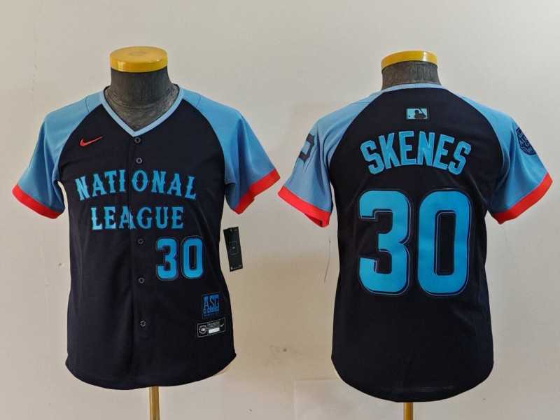 Youth Pittsburgh Pirates #30 Paul Skenes Number Navy 2024 All Star Limited Stitched Jerseys